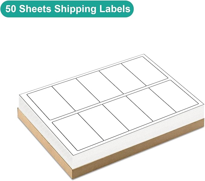 MFLABEL 2000ct 2x4 Inch Shipping Labels - 8.5"x11" Sheets (200 Sheets) for Laser/Inkjet Printers | Matte White Adhesive FBA Labels, Address & Barcode Stickers for Packages, Envelopes & Organizing