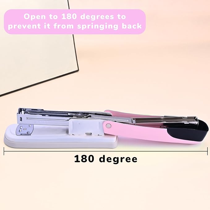 Temiary Stapler, Desktop Metal Staplers with 2000 Standard Staples, 25 Sheet Capacity, One Finger Stapling, Jam Free, No Effort Staplers for Classroom, Office or Desk (Pink)