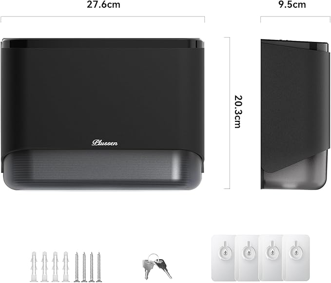 Paper Towel Dispenser Wall Mount, Adhesive No Drilling Multifold Trifold Cfold Commercial Hand Towel Dispenser (Black-PN6012)