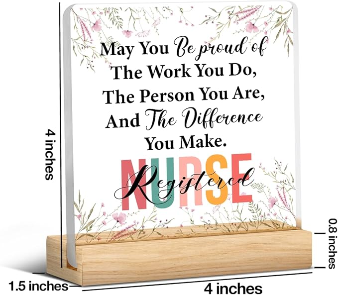 Registered Nurse Gifts for Women Nurses Week Gifts Appreciation Thank You Graduation Gift for Nurse Office Desk Decor for Home Acrylic Sign Christmas Gift