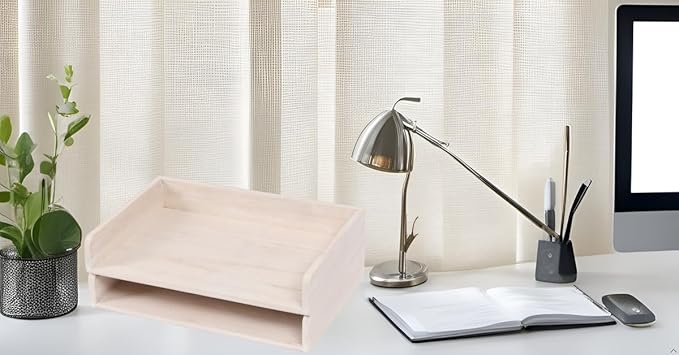 Stackable Letter Tray 2 Pack - Wood Desk File Trays Letter/A4 Paper Organizer Shelf - Wooden Document Shelf Desktop Folder Rack Organization for Office Storage White(2CTP-WH)
