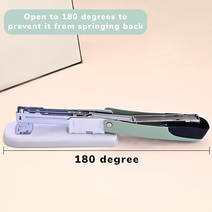 Temiary Stapler, Desktop Metal Staplers with 2000 Standard Staples, 25 Sheet Capacity, One Finger Stapling, Jam Free, No Effort Staplers for Classroom, Office or Desk (Green)