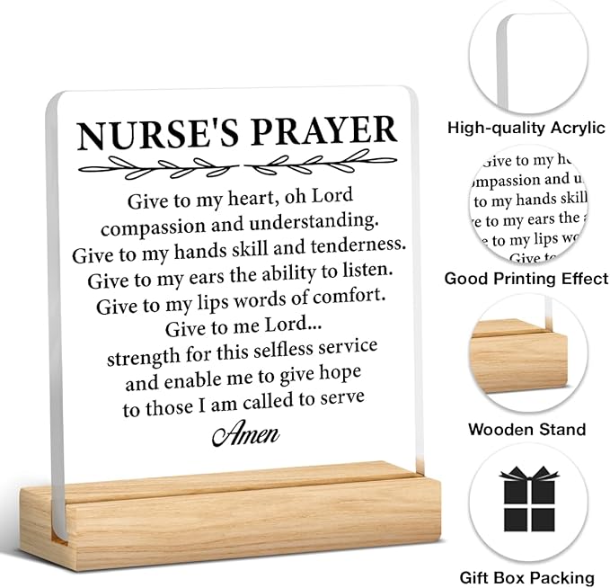 Nurse Gifts for Women Nurses Week Gifts Appreciation Thank You Graduation Gift for Nurse Office Desk Decor for Home Acrylic Sign Christmas Gift