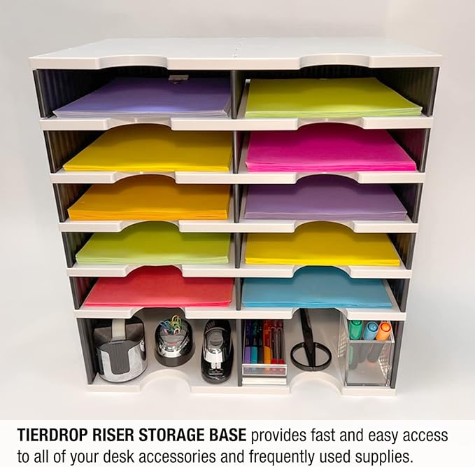 Ultimate Office TierDrop Riser Storage Base Lifts Your Sorter 5 Inches Off of The Work Surface for Easier Unobstructed Access to The Lower Compartments and Easy Access to Frequently Used Supplies…