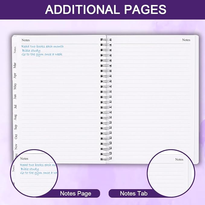 2026 Planner - Monthly Planner Runs January 2026 to December 2026, 6.25" x 8.25", 12 Monthly Tabs, 14 Notes Page, Inner Pocket, Flexible Cover with Twin-Wire Binding, Planners 2026, Purple