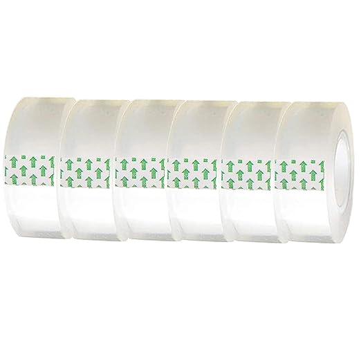 6 Pack Transparent Tape Clear Tape Refills Rolls Each Roll 3/4 x 1000 Inches, 1 inch Core, for Office, Home, School