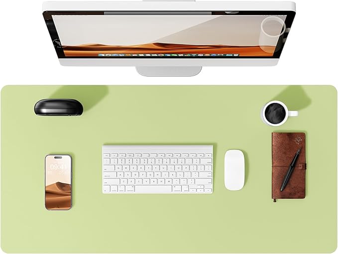 YSAGi Leather Desk Pad Protector, Office Desk Mat, Large Mouse Pad, Non-Slip PU Leather Desk Blotter, Laptop Desk Pad, Waterproof Desk Writing Pad for Office and Home (Peak Green, 23.6" x 13.8")