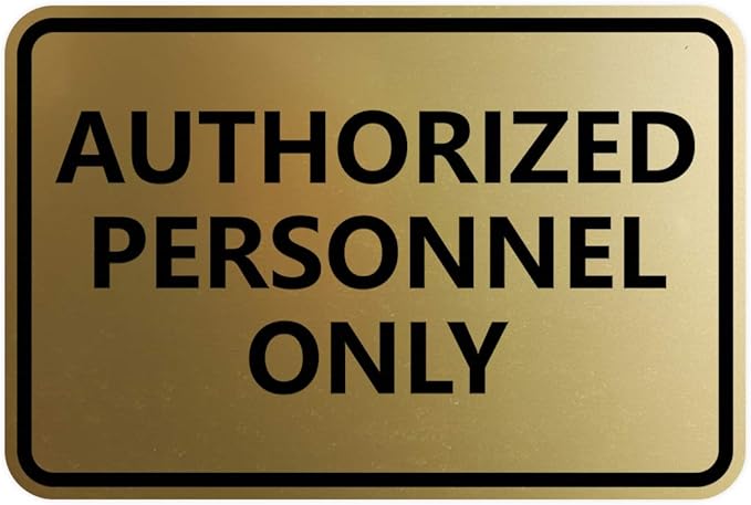 Signs ByLITA Classic Framed Authorized Personnel Only Sign (Brushed Gold) - Large 10 Pack