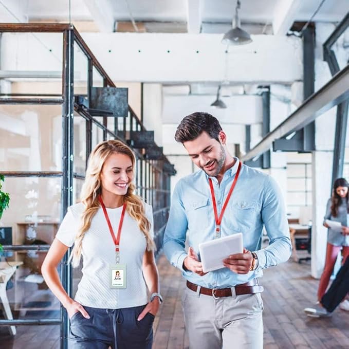10pack Lanyards for Id Badges Holder Bulk Lanyard with Clip Swivel Hooks for Name Tag ID Badge Holder,Students, Employees (10, Red)