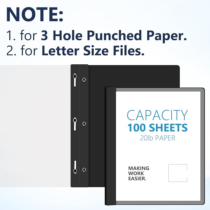 48 Pack Plastic Report Covers with 3 Prongs Presentation Folders Bulk, 100 Sheet Capacity, Clear Front Report Covers for Presentation Document Paper School Office Supplies (Blue,Black)