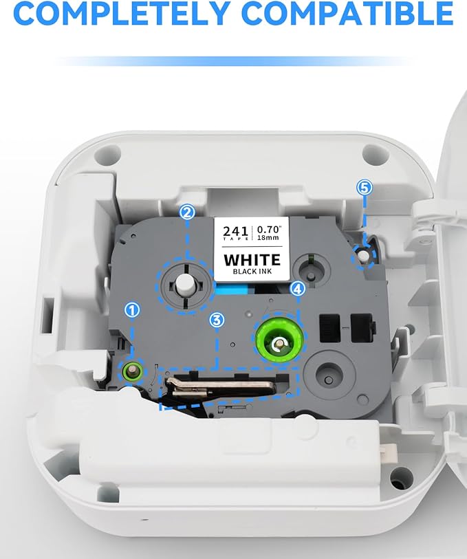 Compatible for Brother TZe-141 TZe-241 TZe-441 TZe-541 TZe-641 TZe-741 18mm 3/4 Inch TZ Laminated Tape for P Touch PT-D410 PT-D400 PT-D600 PT-D610BT PT-P700 PT-1830 Label Maker, 6-Pack