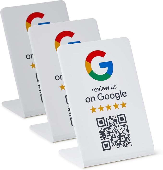 Google Review Stand - NFC & QR Code, Easy Setup, For All Businesses (3-Pack)