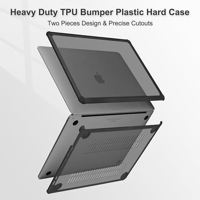 MOSISO Compatible with MacBook Pro 13 inch Case M2 2025-2016 A2338 M1 A2251 A2289 A2159 A1989 A1708 A1706, Anti-Cracking Heavy Duty Plastic TPU Bumper Hard Case&Keyboard Skin&Screen Film, Black