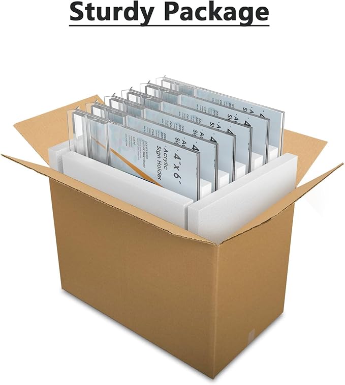 MaxGear 4x6 Acrylic Sign Holder 24 Pack, Double Sided Display Stand, Clear Paper Holder Picture Frame, Plastic Menu Holder Photo Frame Poster Stand for Stores, Restaurants, Hotels, Office