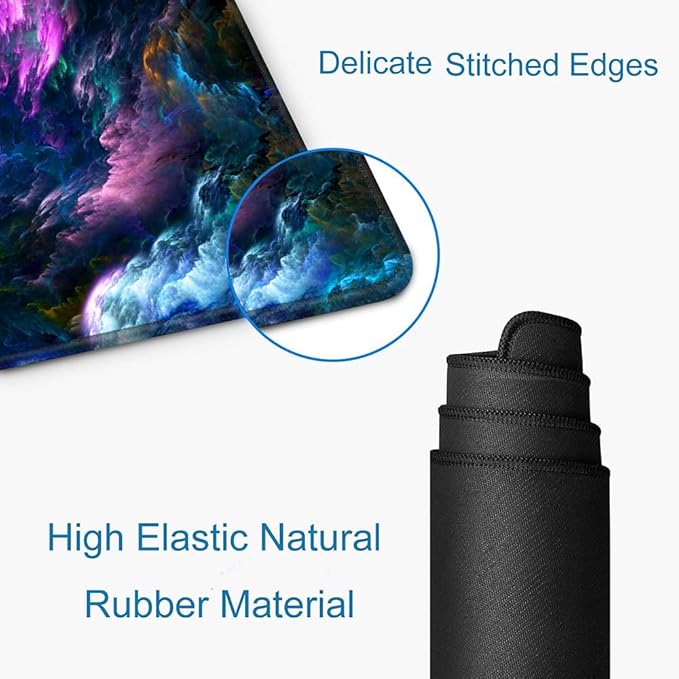 Gaming Mouse Pad, Large Non-Slip Rubber Base Mousepad, Keyboard Mouse Mat, Desk Pad with Stitched Edges, 31.5x11.8inch, Dazzling Galaxy