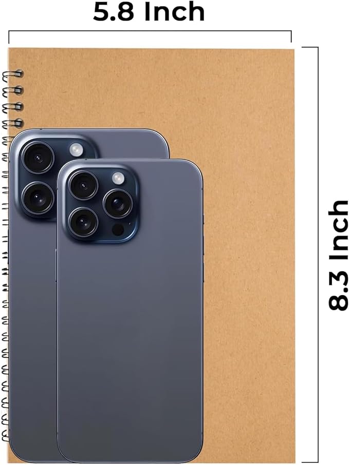 6 Pack Lined Journal Spiral Notebook College Ruled, 5.8 x 8.3, 120 Pages (60 Sheets), 100 GSM Thick Paper Notebooks, Daily Writing Journals for Men and Women, Work, Office & School Supplies