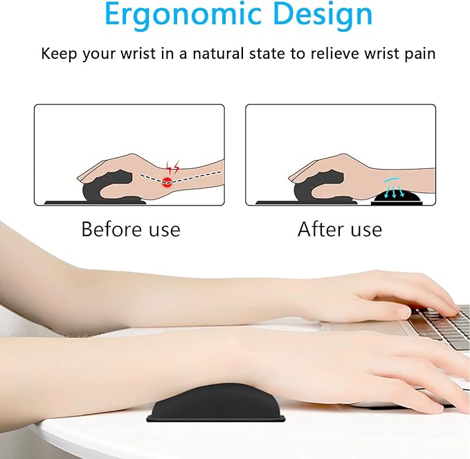 Dapesuom Mouse Wrist Rest, Ergonomic Memory Foam Mouse Wrist for Computer Desk Mats Support, PU Leather Hand Rest Pad Cushion for Gaming, Laptop, Men, Women, Pain Relief & Easy Typing, Black