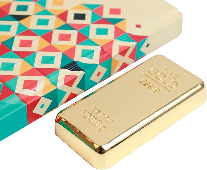 Pack of 1 Fake Gold Bar Paperweights for Office Desk – Luxury Gift for Men & Women, Stylish Birthday & Anniversary Present, Elegant Jewelry Shop Decor (3.15" x 1.57" x 0.39")
