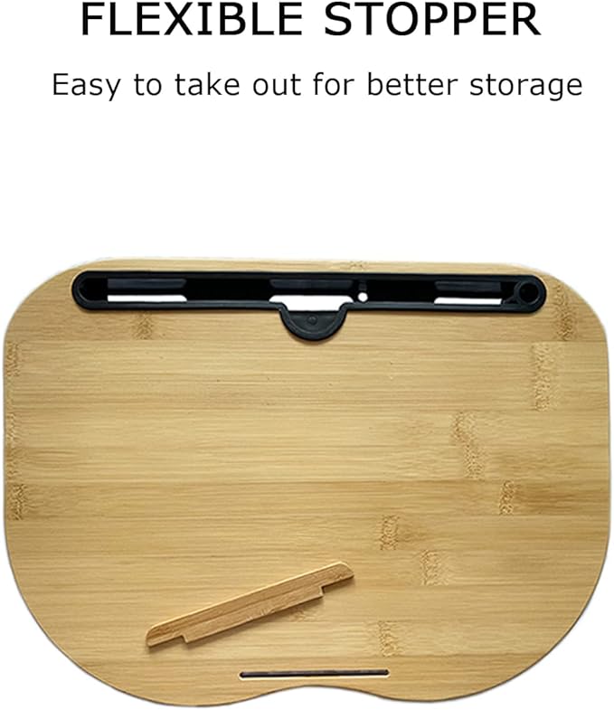 SUMISKY Lap Desk for 14" Laptops-Bamboo Laptop Desk with Cushion & Phone Holder, Portable Laptop Stand with Tray, 15x11 Inches