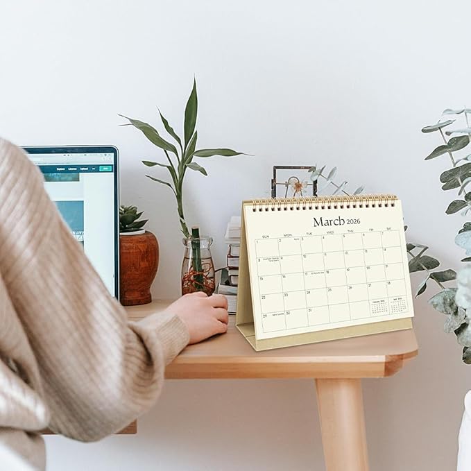 SKYDUE Desk Calendar 2025-2026, July 2025 – December 2026, 8.3" x 6.3", Black Minimalist Style, Eye-Care Paper, Double-Wire Binding, To-Do & Notes Sections, with 280 Planner Stickers