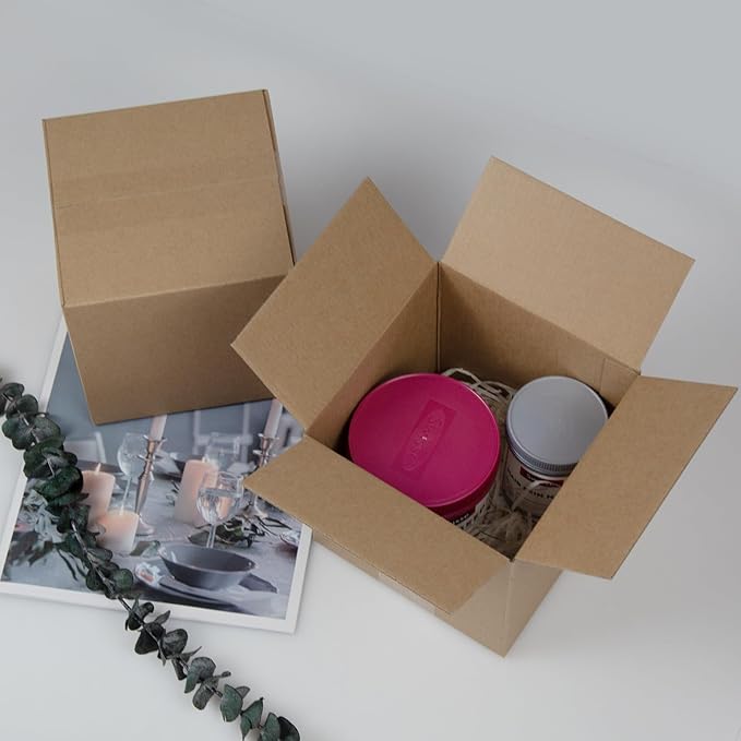 6x6x6 Inches Shipping Boxes Set of 40, Brown Corrugated Cardboard Box Literature Mailer for Packing Small Business