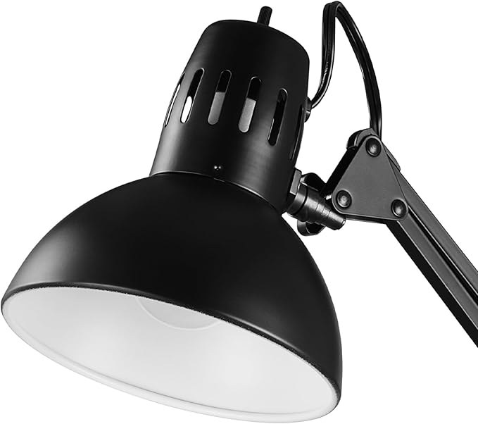 Globe Electric 56963 31.5" Multi-Joint Desk Lamp with Metal Clamp, Black, On/Off Rotary Switch on Shade, Partially Adjustable Swing Arm, Home Essentials, Reading Light, Office Décor