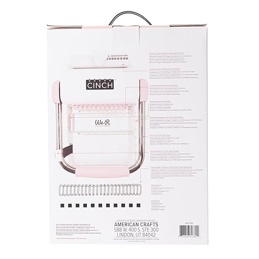 We R Memory Keepers, Cinch Book Binding Machine 2, Pink/White, Easy to Use Design with Slide Ruler, Compatible with Wire or Spiral Coils, Make Professional Books, Notebooks, Calendars and More