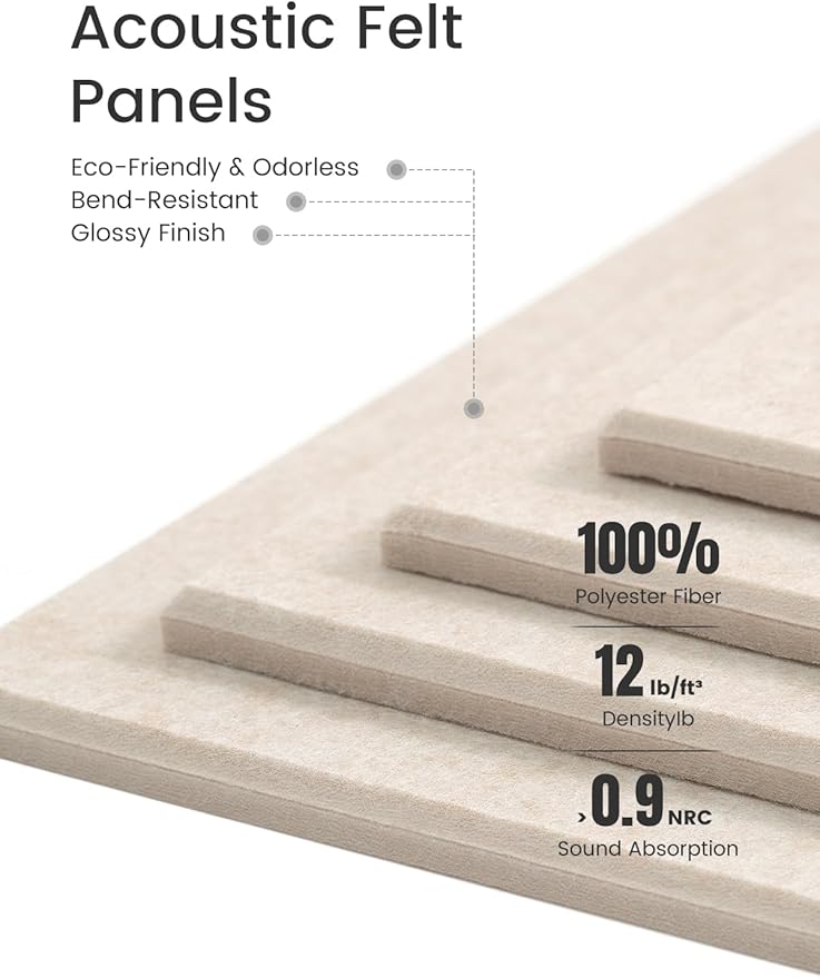 Large Felt Bulletin Board 48" x 36" Cork Board Alternative-12 Pack with 70 Safe Removable Adhesive Tabs, Cork Boards for Walls for Home Office Classroom Pin Board-Oatmeal