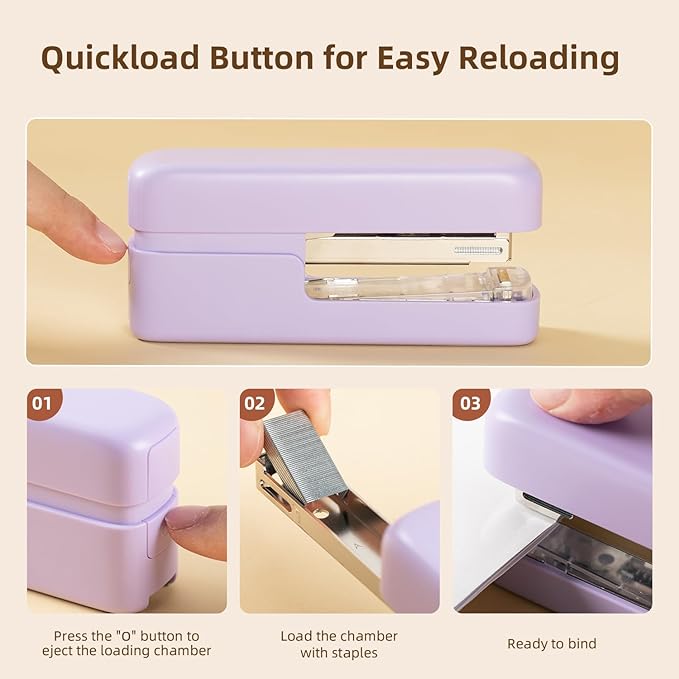 deli Stapler, Desktop Staplers with Integrated Staple Remover, 45 Sheet Capacity Office Stapler, 2 Pack, Purple