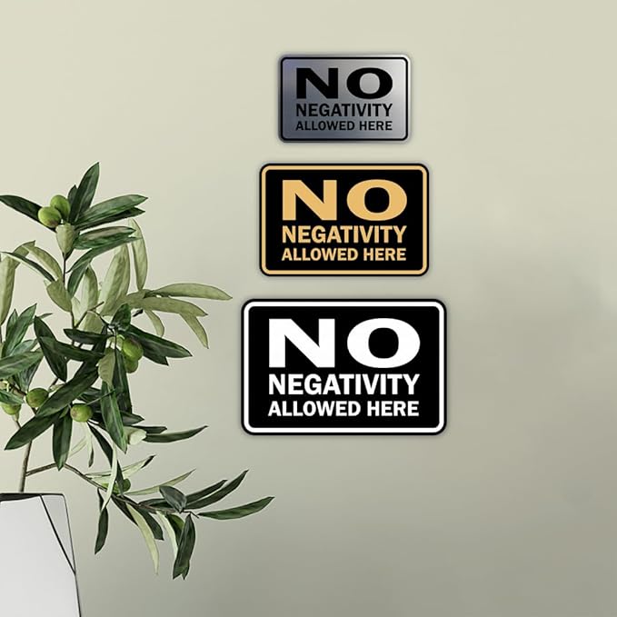 Signs ByLITA Classic Framed No Negativity Allowed Here Sign (Yellow/Black) - Large 5 Pack