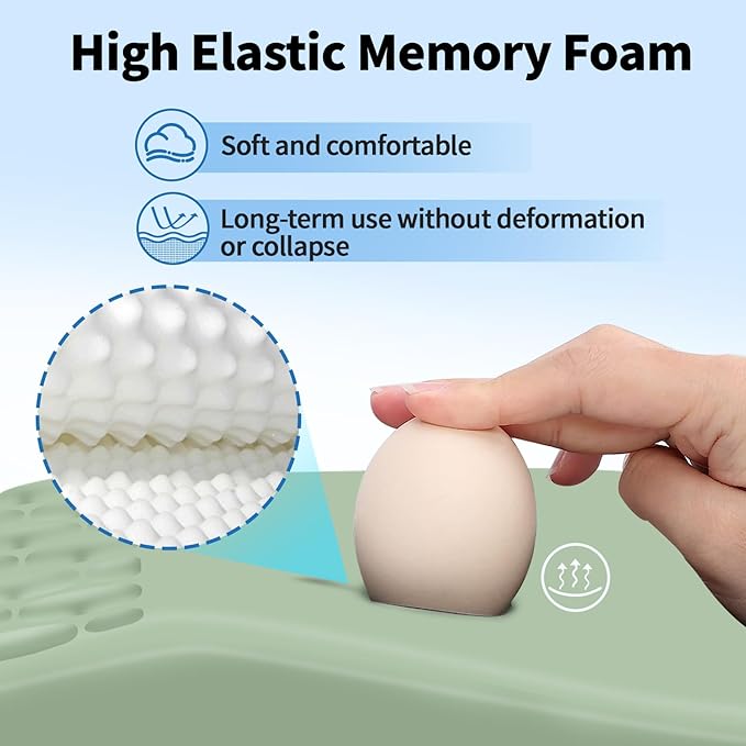 YIWEI Ergonomic Mouse Pad with Wrist Rest Support, Mousepad with Comfortable Memory Foam Wrist Rest and Non-Slip PU Base for Pain Relief, Computer, Laptop, Office, Home (Green)