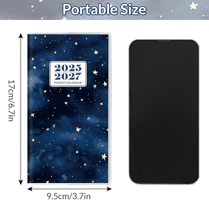 Pocket Calendar 2026-2027, 2026-2027 Monthly Planner - 3.7" x 6.7" - Runs from July 2025 Until December 2027, 2026 Pocket Calendar with PVC Cover for Organizing & Planning
