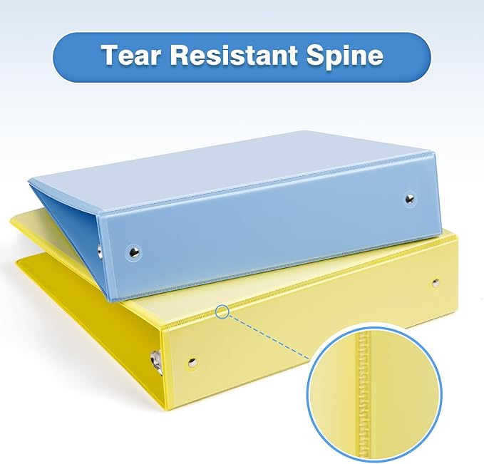 COMIX Standard 3 Ring Binder 2 inch with Clear View Cover, 2" Round Ring View Binder Holds 400 Sheets of US Letter Size Paper, 6 Pack (Lemon Yellow)