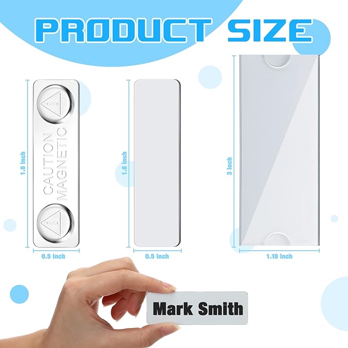 36 Pieces Magnetic Name Tags Kit Acrylic Name Badge Holders Clear Label Holders with Blank Printable Paper Inserts Magnets Custom Identity for Office