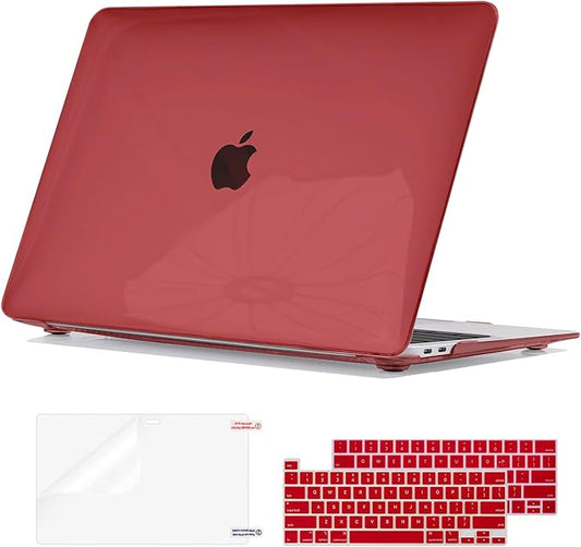 Compatible for MacBook Pro 13 inch Case with Touch Bar M2 M1 Chip 2022-2016 A2338 A2289 A2251 A1706 A1989 A2159, Crystal Plastic Hard Shell Case Keyboard Skin Screen Film Dust Plug, Burgundy