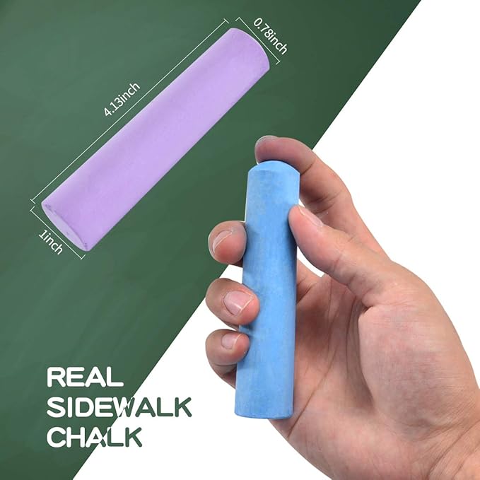 144PCS Washable Sidewalk Chalks Set in 12 Colors Non-Toxic Coloured Chalk Pavement for Kids Jumbo Chalk for Toddler Painting on Blackboard, Playground, Party