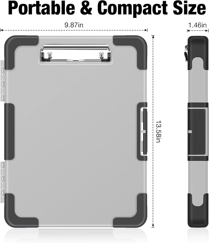 Sooez Toughest Clipboard with Storage, Internal Pen Pouch Included, Letter/ A4 Size, Shockproof Heavy Duty Plastic Clip Boards 8.5x11”, High Capacity Clipboards Box Case for Contractor Trucker Driver