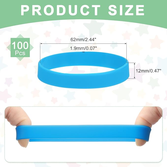 MECCANIXITY 100Pcs Silicone Rubber Bands Non-Slip 4 Inch Flat Elastic Rubber Wrapping Bands for Books, Traps, Art, Wrapping Paper, Cord Wraps, Blue