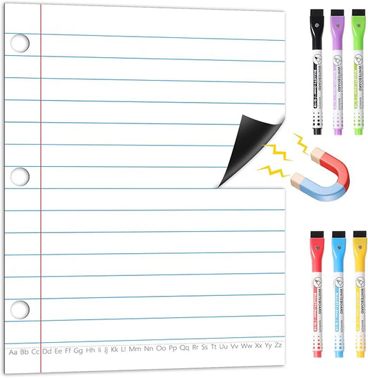 KIKIGOAL 21.5"x17" Magnetic Notebook Paper, Handwriting Lined for Classroom Whiteboard Accessories, Dry Erase Notebook Teaching Aids Homeschool Teaching Supplies