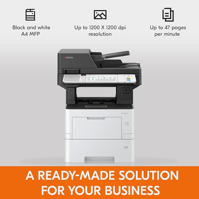 KYOCERA ECOSYS MA4500ix Multifunctional Monochrome Laser Printer (Print/Copy/Scan), 47 ppm, Up to Fine 1200 dpi, Gigabit Ethernet 7 inch Touchscreen Panel, 512 MB