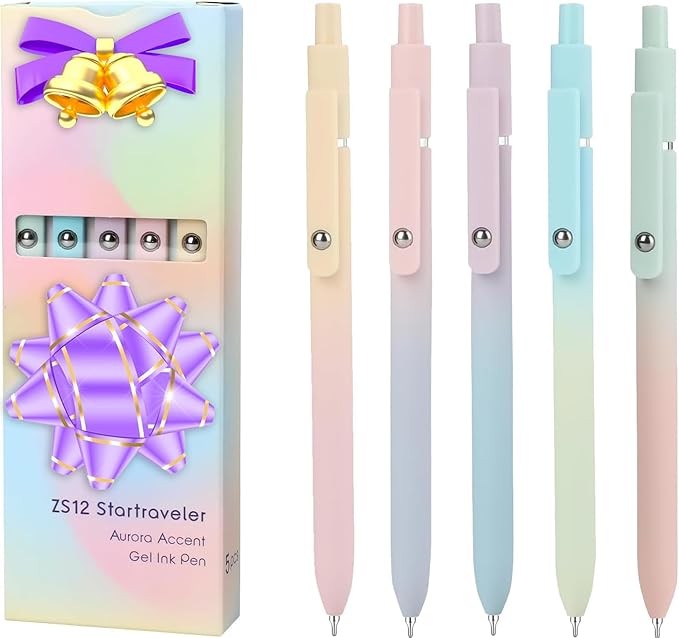 Vanhench 5Pcs Gel Pens, 0.5mm Black Ink Cute Pens for Journaling, Nurse Gifts Accessories for Work, Preppy Stuff & Aesthetic Trendy Stuff, Cool Teen Girl Gifts for 8 9 10 11 12 13 14 Year Old Girl