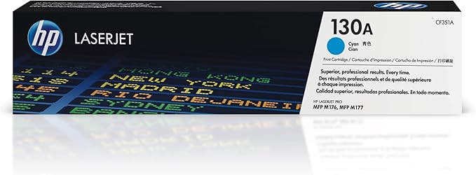 HP 130A Cyan Toner Cartridge | Works with HP Color LaserJet Pro MFP M176, M177 Series | CF351A