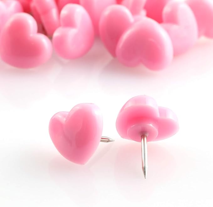 100pcs Heart Shape Push Pins for Home School Office Notice Board Cork Board,Cute Thumbtacks Tacks Decorative Pushpins Accessories Supplies(Pink +Red)