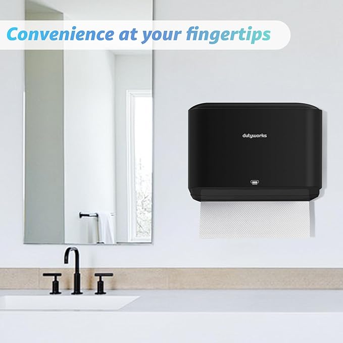 Paper Towel Dispenser Wall Mount, Multifold Paper Towel Holder Adhesive Hand Towel Dispenser for Bathroom Kitchen Commercial, Black