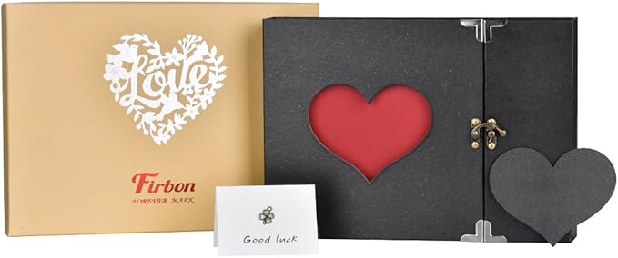 Scrapbook Firbon Handmade DIY Family Photo Albums Couples Memory Book Black Page Scrap Book for Anniversary, Christmas, Valentine's Day, Birthday (Black)