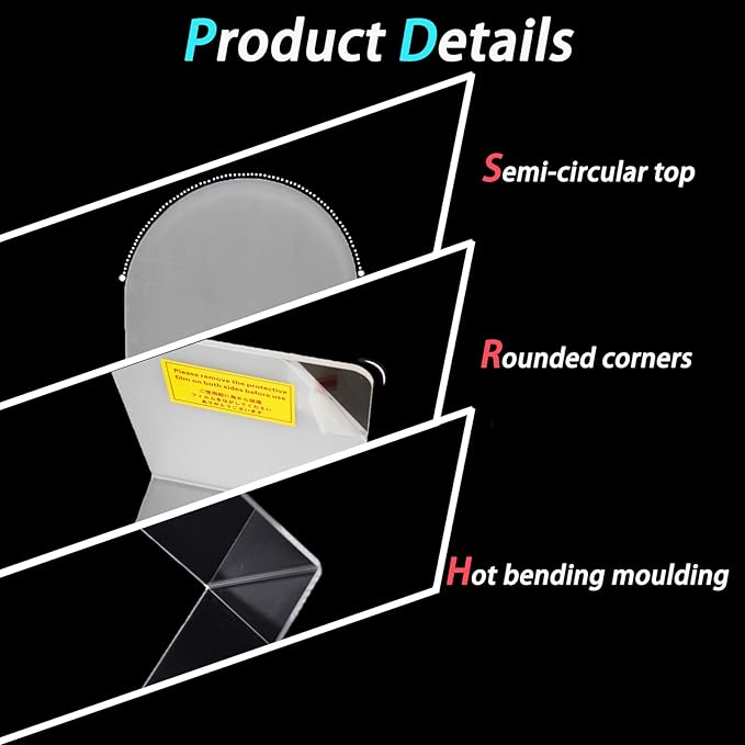 Merrynine Book Ends, 6 Pcs Acrylic Bookends for Shelves, Clear Book Holder, Plastic Bookends for Heavy Books, Book Stopper Organizer for Shelves, Desk, Office, School, 7.08"X4.72"X3.93"