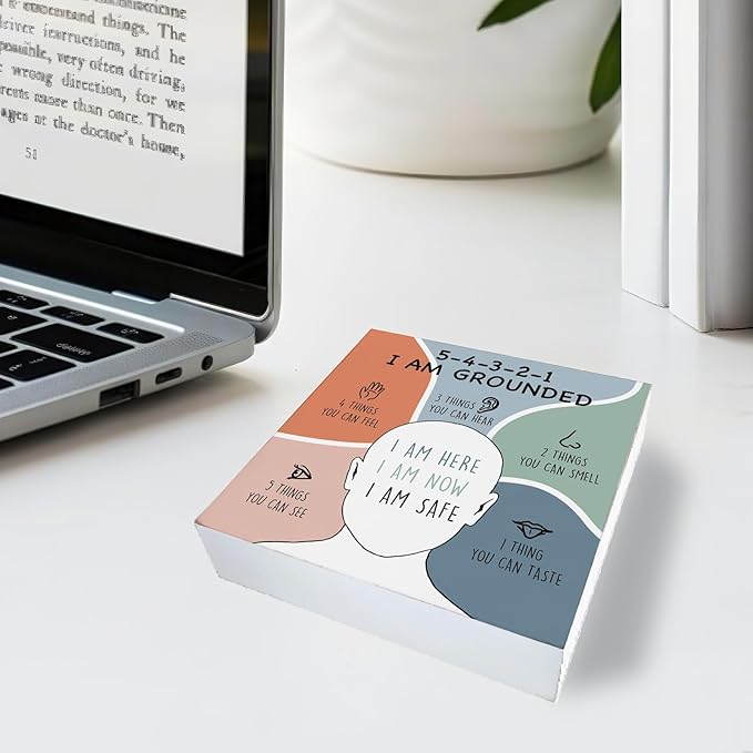 Counseling Therapy Office Must Haves, Anxiety Relief I Am Grounded Wood Sign, Therapist School Counselor Office Decor