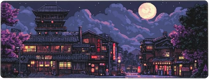 Night Mouse Pad 31.5 X 11.8 Inch Big Desk Rubber Base Stitched Edges Keyboard Pad XXL Mouse Mat for Home Game and Office