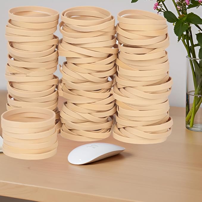 Rubber Bands Size #64, Elastic Band Beige 0.5bl about 110Pcs Wide Rubber Band For Office Home Supplies(3 1/2" x 1/16")