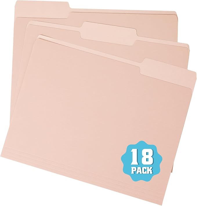 File Folders, 18 Pack Manilla Folders 8.5x11,Colored File Folders Home Office School Supplies for Documents Files Paper(7590U)